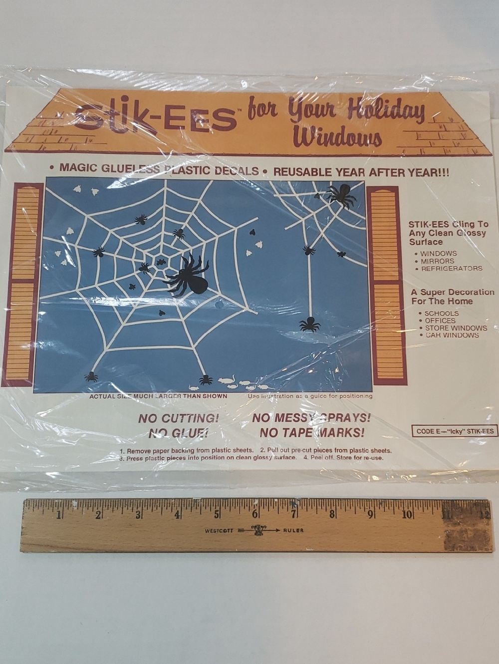 Vintage Stik-ees  Halloween Spider Web Window Decal